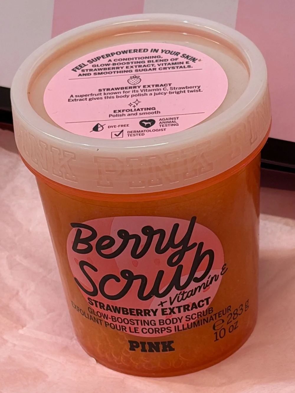 New Victoria's Secret Pink Berry Body Scrub Superfruit Shower Exfoliating 10 Oz